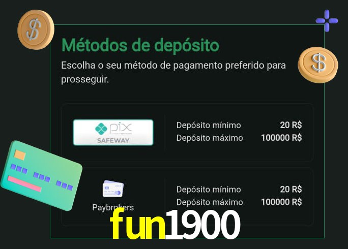 O cassino fun1900 oferece uma grande variedade de métodos de pagamento